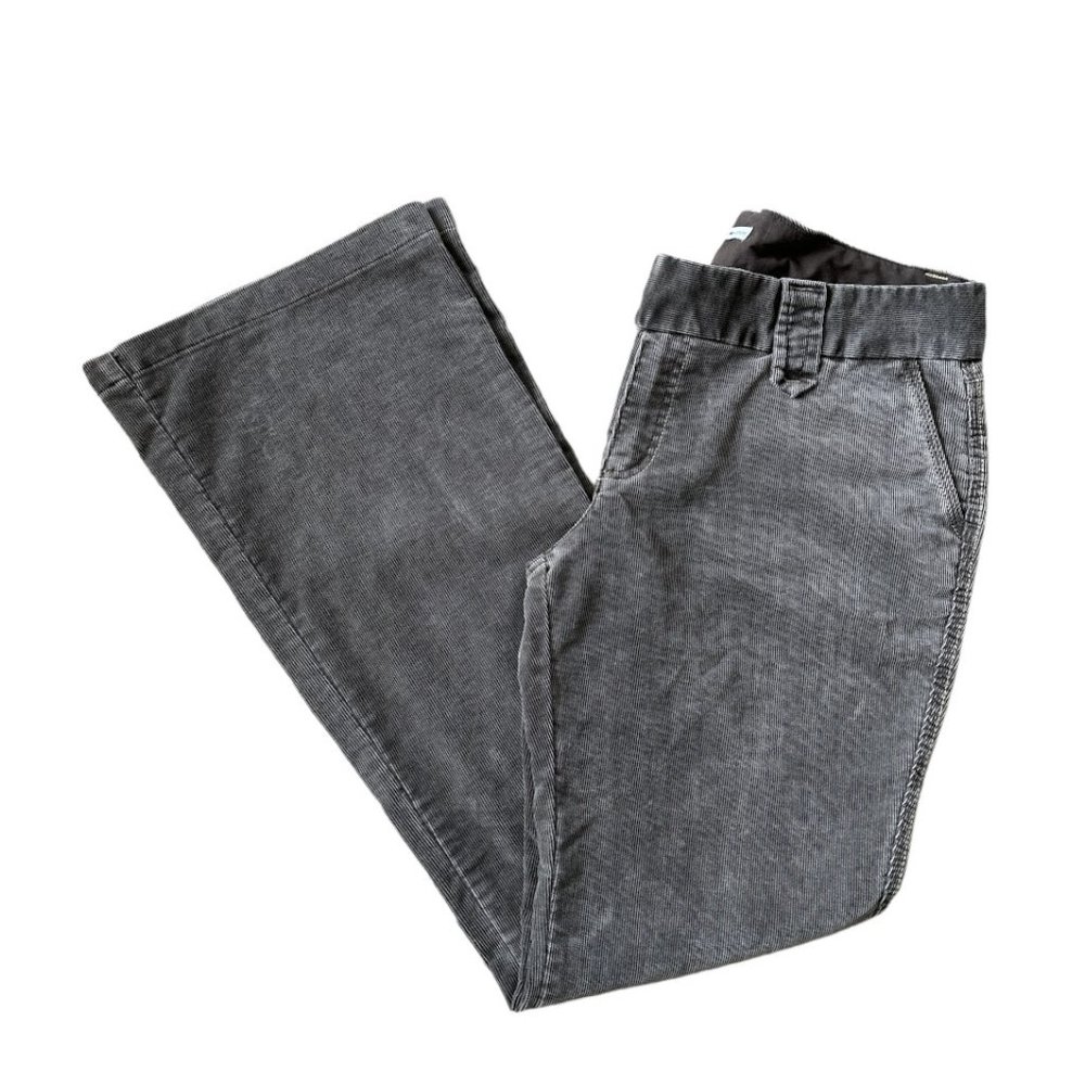 Gap Corduroy Womens Sz 8 Trouser Front Wide Leg Flap Pocket Stretch Gray